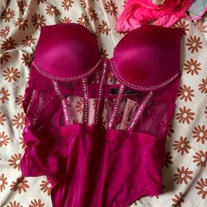 Victoria's Secret Fuchsia Bustier with Rhinestone Details